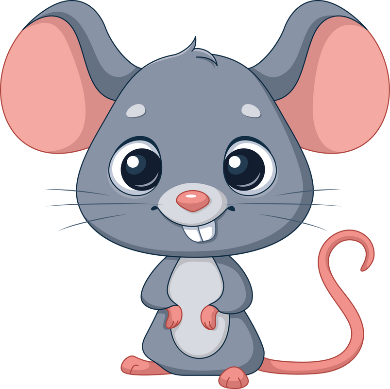 Grey Mouse Animal Cartoon Illustration